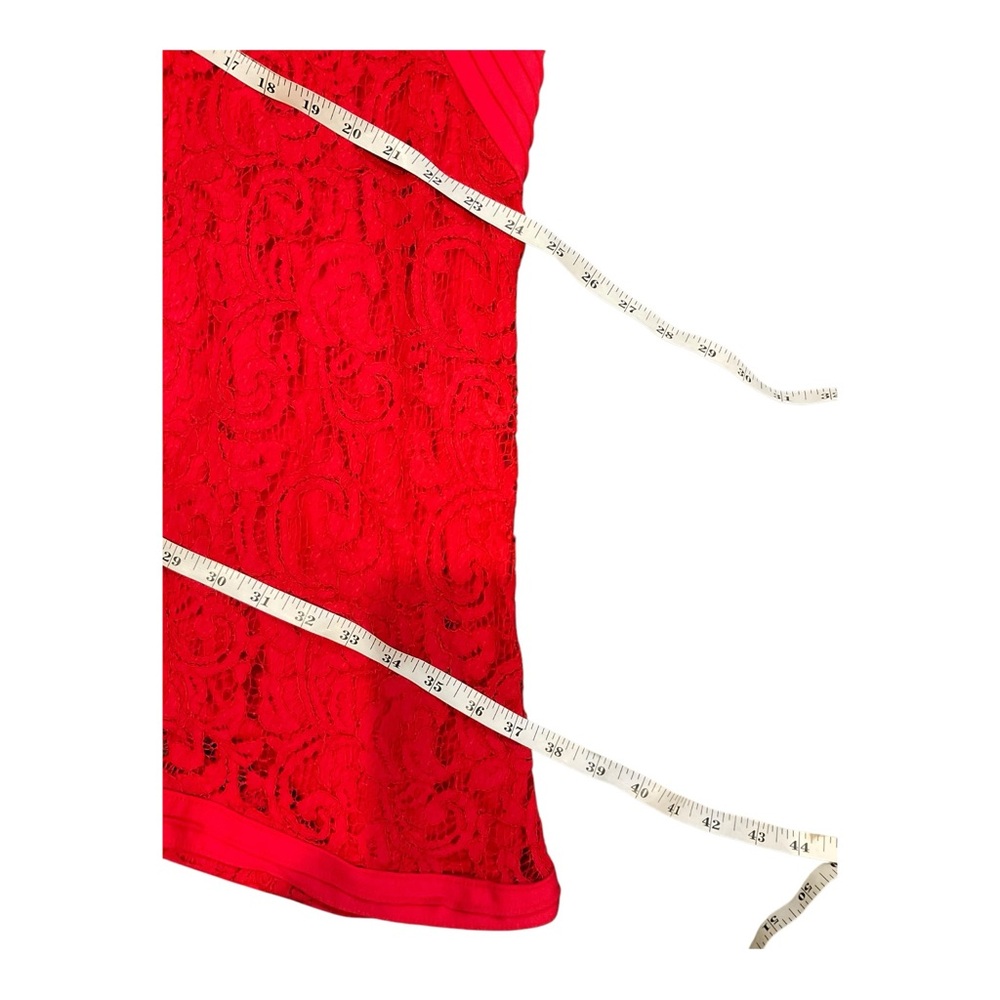 TADASHI SHOJI Women’s Red V-Neck Floral Lace Cocktail Midi Dress Size 14 - Picture 14 of 16